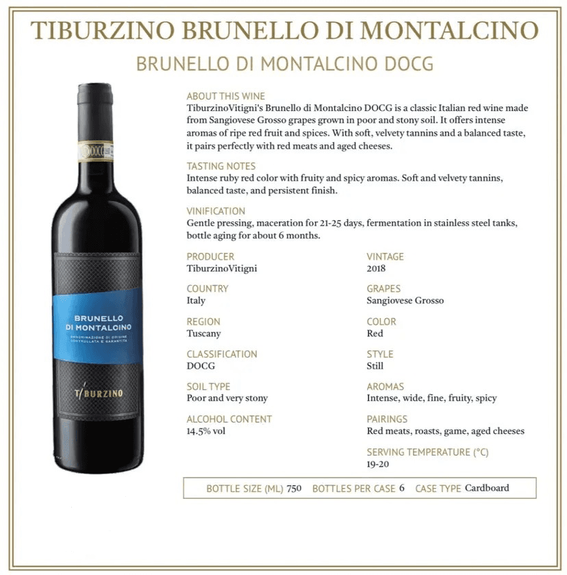 Brunello di Montalcino technical sheet