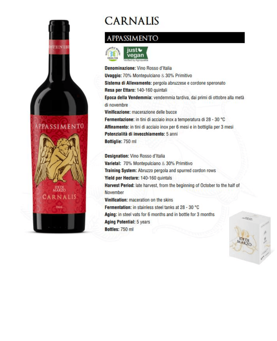 Carnalis Appassimento technical sheet
