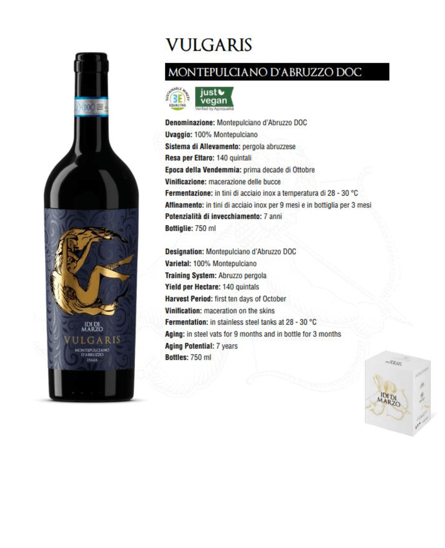Vulgaris Montepulciano d'Abruzzo technical sheet