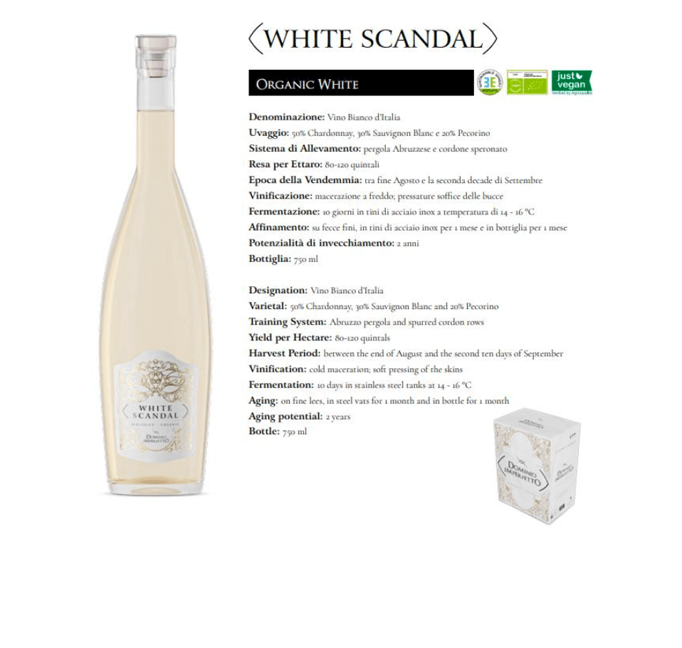 White Scandal organic white technical sheet
