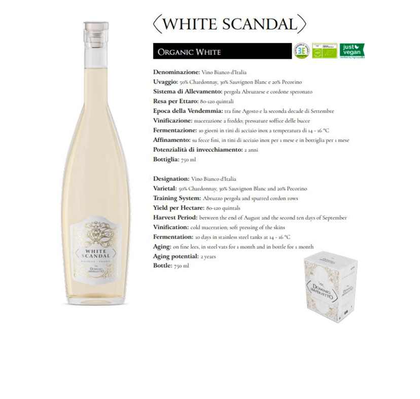 White Scandal organic white technical sheet